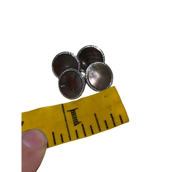 Vintage Grey Mother of Pearl Hickok Chain Cuff Links Cufflinks - Picture 4 of 7